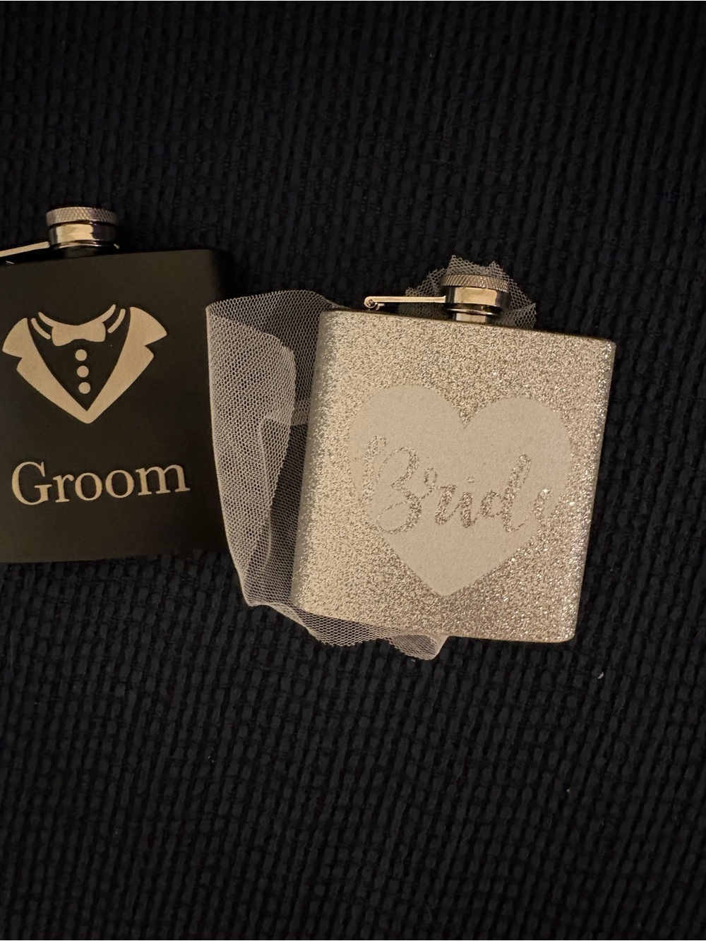 David's Bridal Silver Bride Glitter Flask